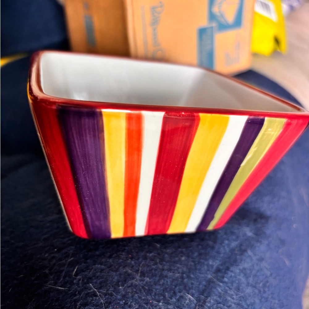 The Pampered Chef Striped Small Square Bowl 2016 NIB Party Dip Snacks Appetizers